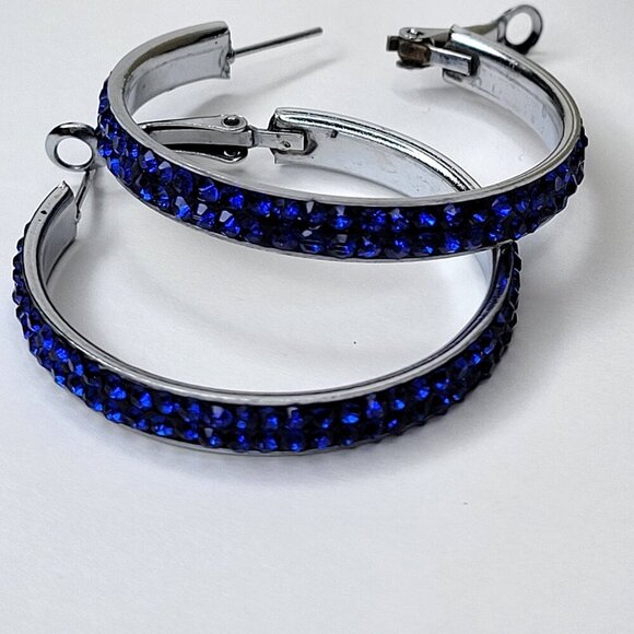Round Blue Earrings - Picture 1 of 4